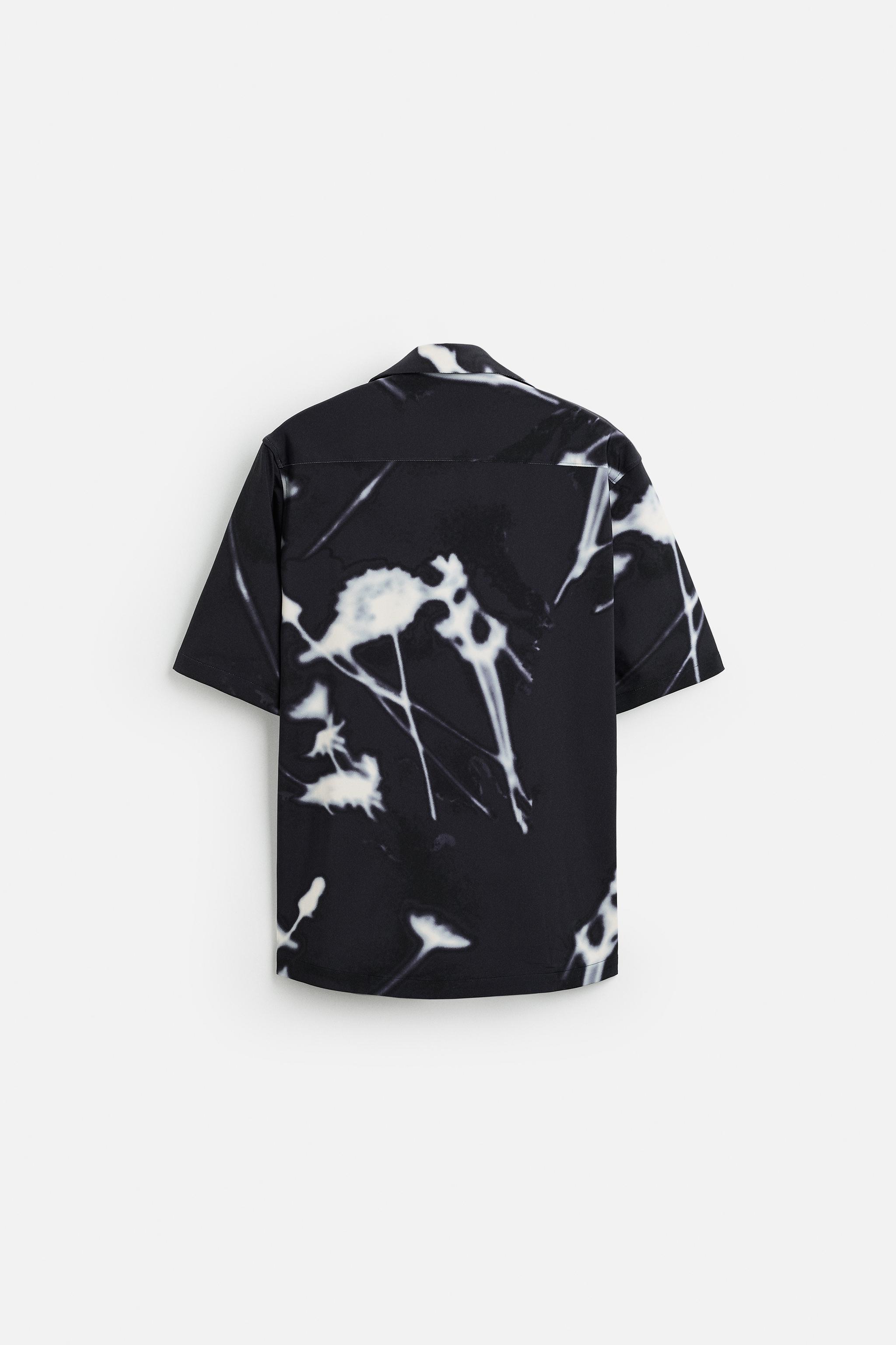 【ZARA】花柄ストレッチシャツ ネイビーブルー | 7545/294/401 花柄ストレッチシャツ - ネイビーブルー | ZARA Japan / 日本