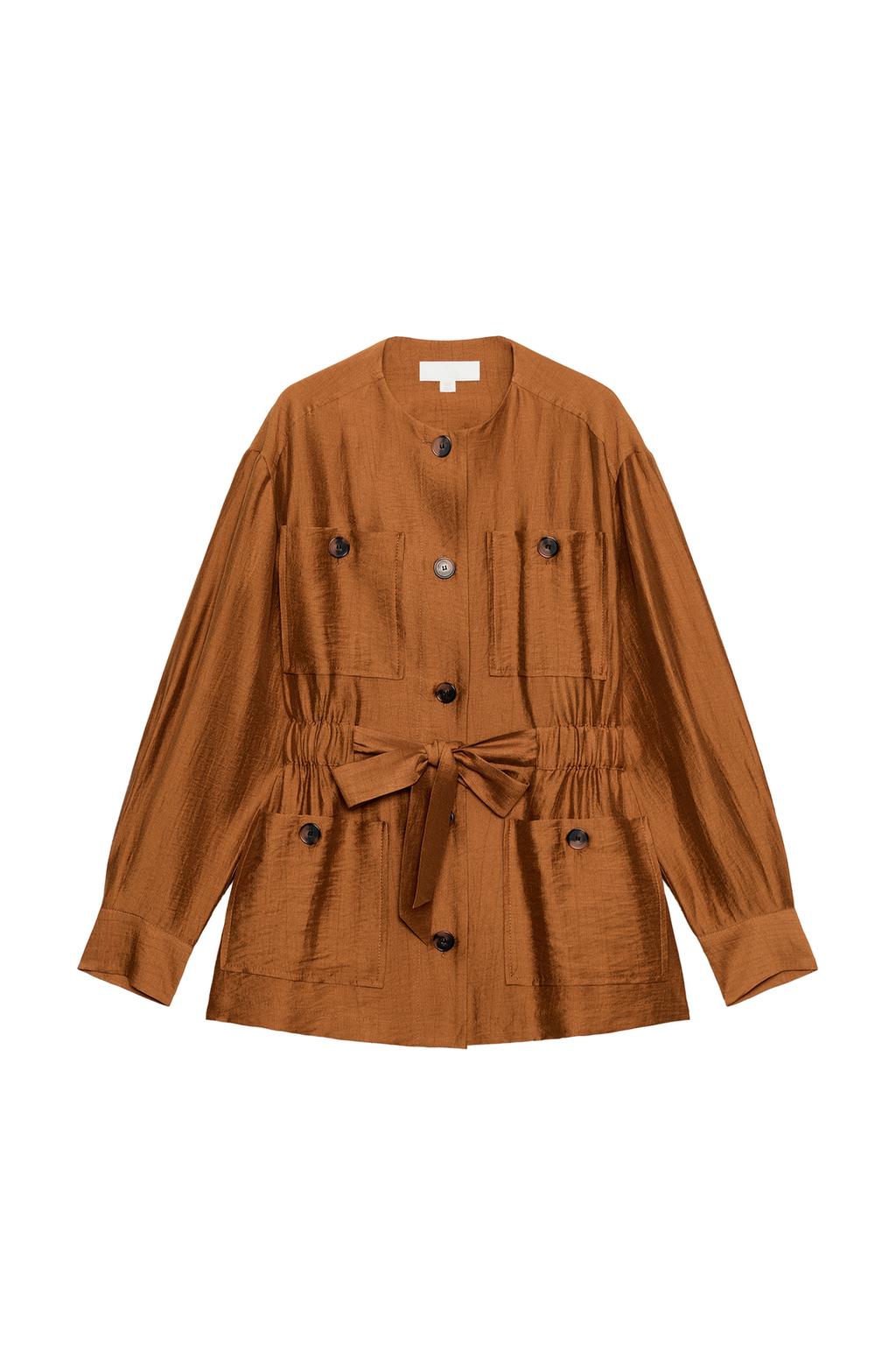 BELTED LINEN SAFARI JACKET - image 4