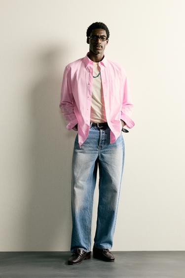 REGULAR FIT COTTON SHIRT - Pink by Zara