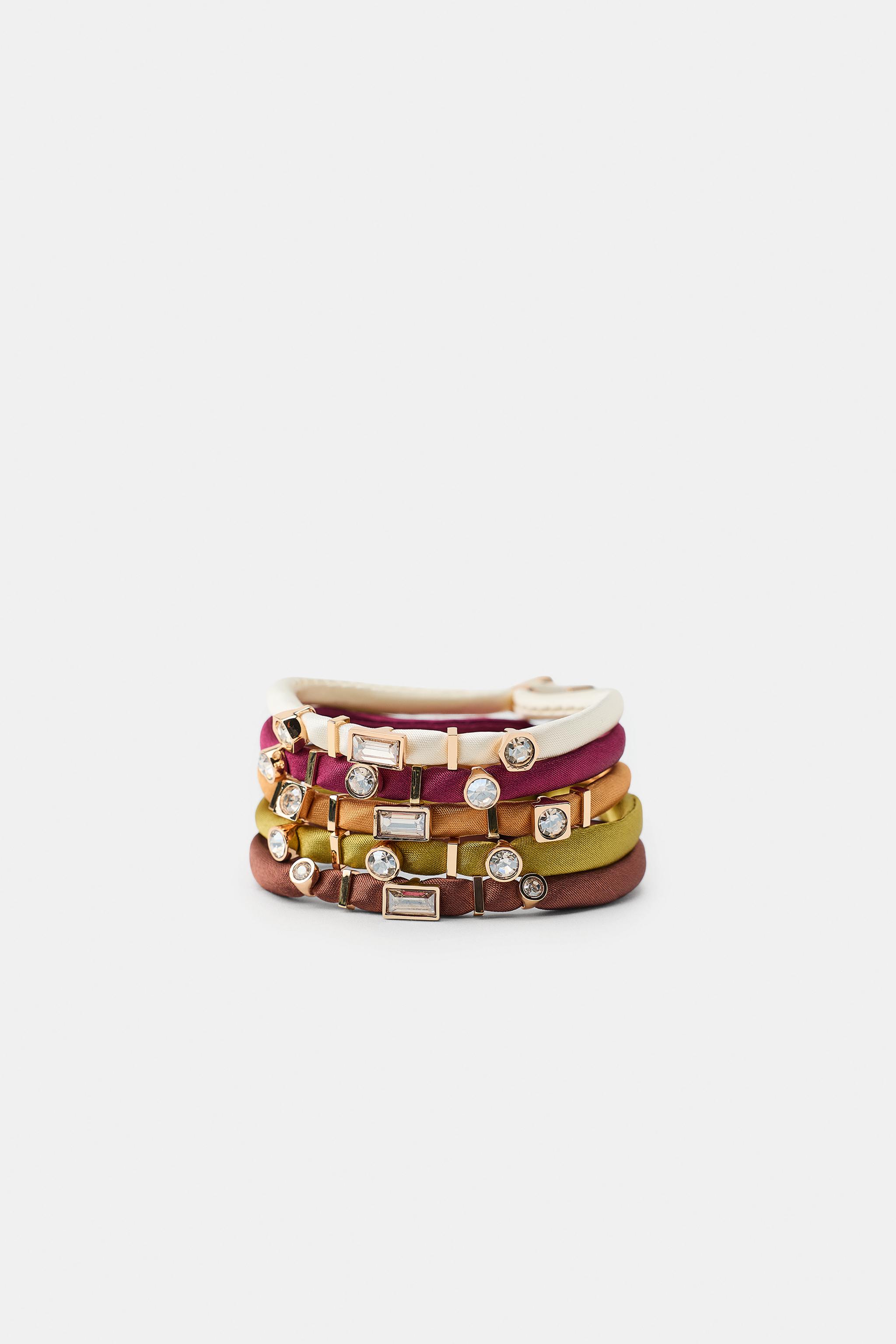 5-PACK FABRIC JEWEL BRACELETS