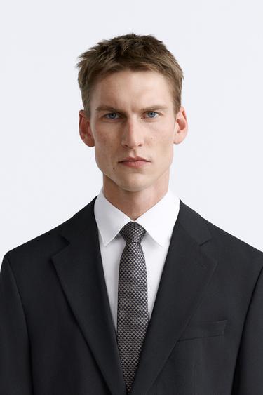 ЖАККАРДОВЫЙ ГАЛСТУК ИЗ 100% ШЕЛКА — МОРСКОЙ СИНИЙ от Zara — изображение 0