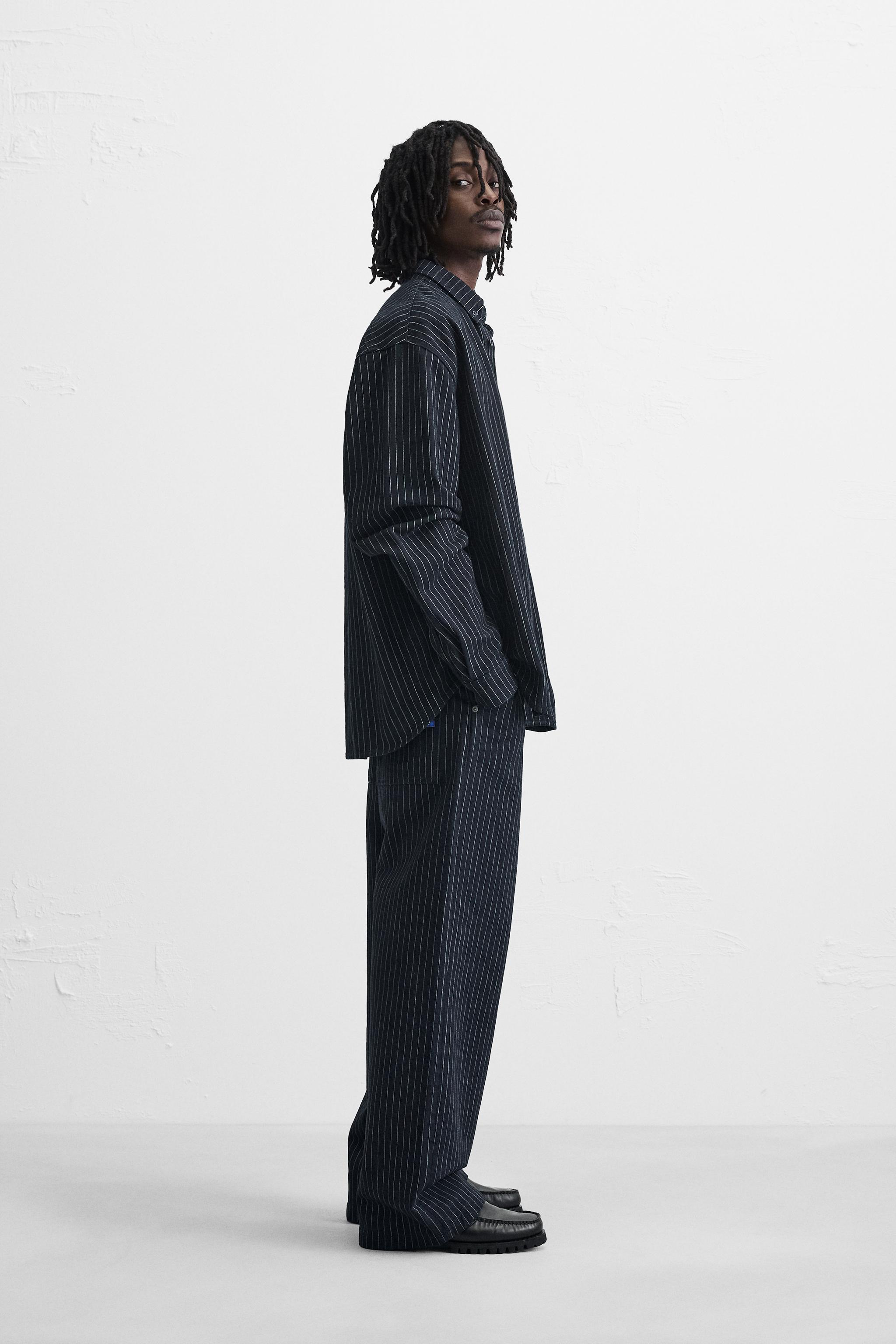 リラックスフィット ストライプ柄シャツ - ブルー | ZARA Japan