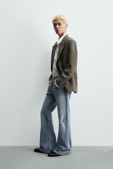 RIPPED FLARE FIT JEANS - Light blue by Zara - Image 3