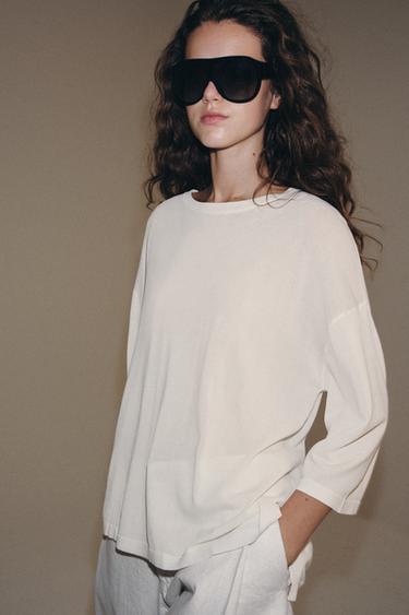 3/4 SLEEVE KNIT TOP - White by Zara