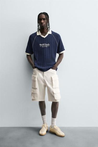 BERMUDA DENIM CARGO - Blanco roto de Zara - Imagen 0