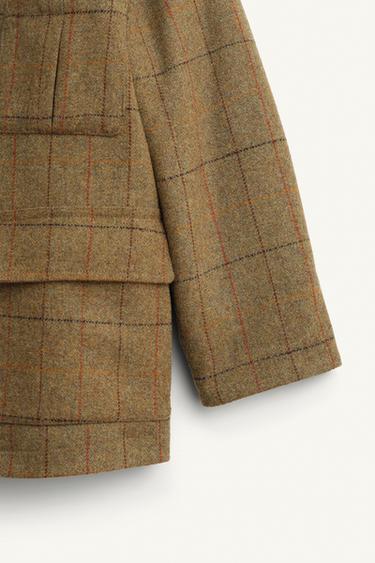 CHECK FAUX SHEARLING COAT WITH WOOL LIMITED EDITION - olive green by Zara - Image 7