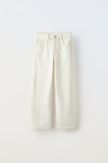 BARREL JEANS WITH DRAWSTRING - Ecru by Zara