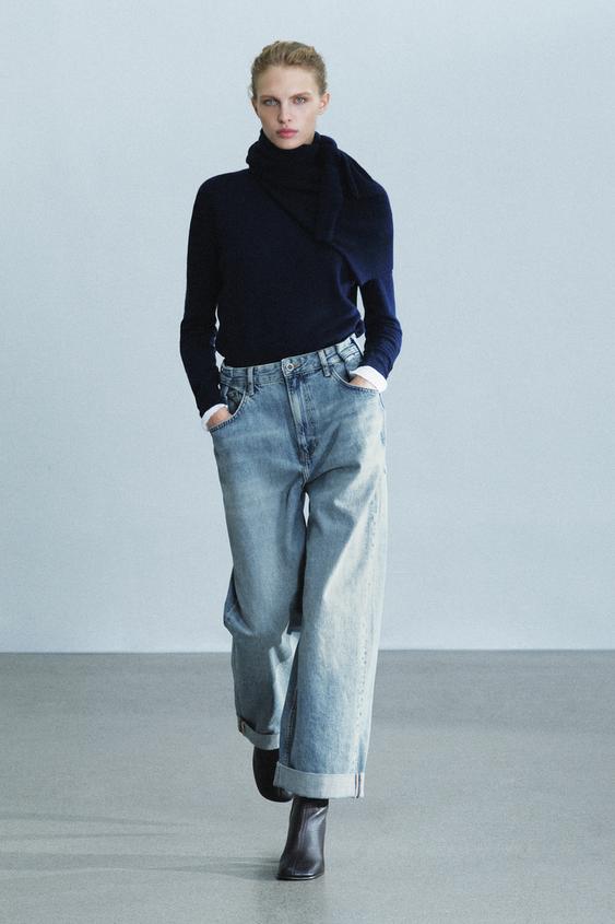 ZW COLLECTION HIGH-WAIST BAGGY-FIT JEANS - Mid-blue by Zara - Image 0