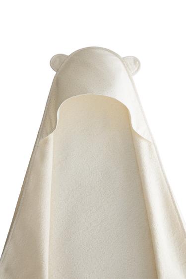 KIDS' HOODED BATH TOWEL WITH EARS - Light beige by Zara