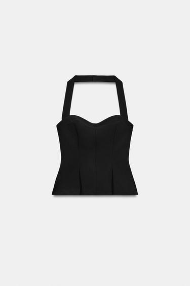 PLEATED HALTER TOP - Black by Zara - Image 4