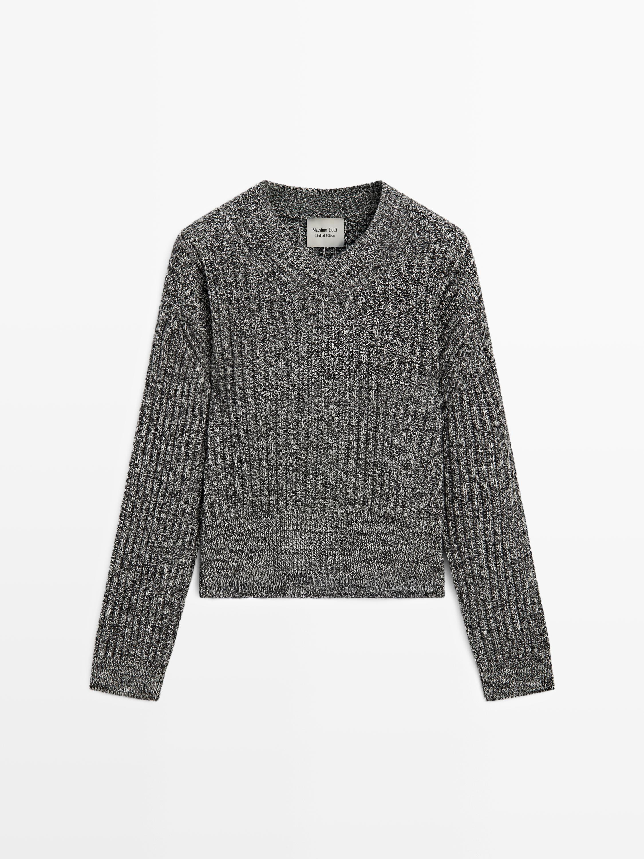 Flecked knit sweater 100% wool - LIMITED