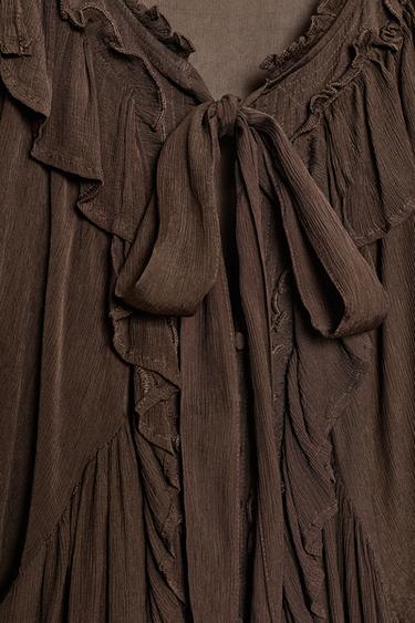 FLOWING SHIRT WITH RUFFLE TRIMS - Brown by Zara - Image 7