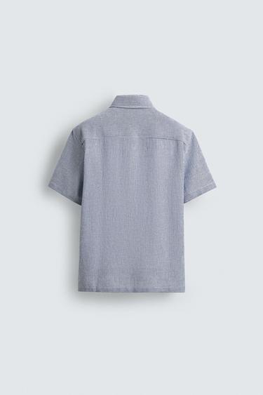 CHEMISE STRUCTURÉE CONFORT - Bleu marine / Blanc de Zara - Image 6
