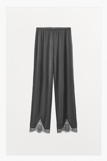 PANTALON POINTELLE DENTELLE - Gris foncé de Zara