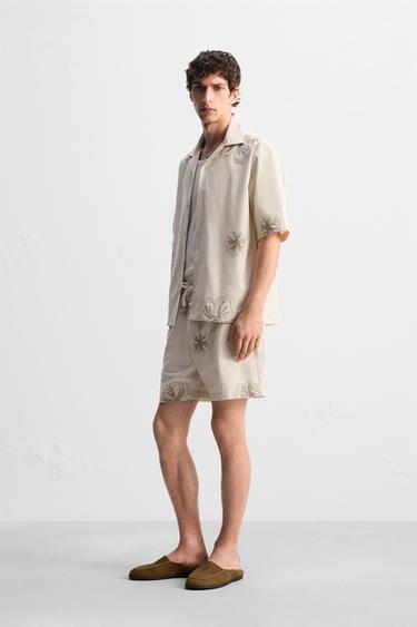 BERMUDA BRODÉ À FLEURS - Beige clair de Zara - Image 3