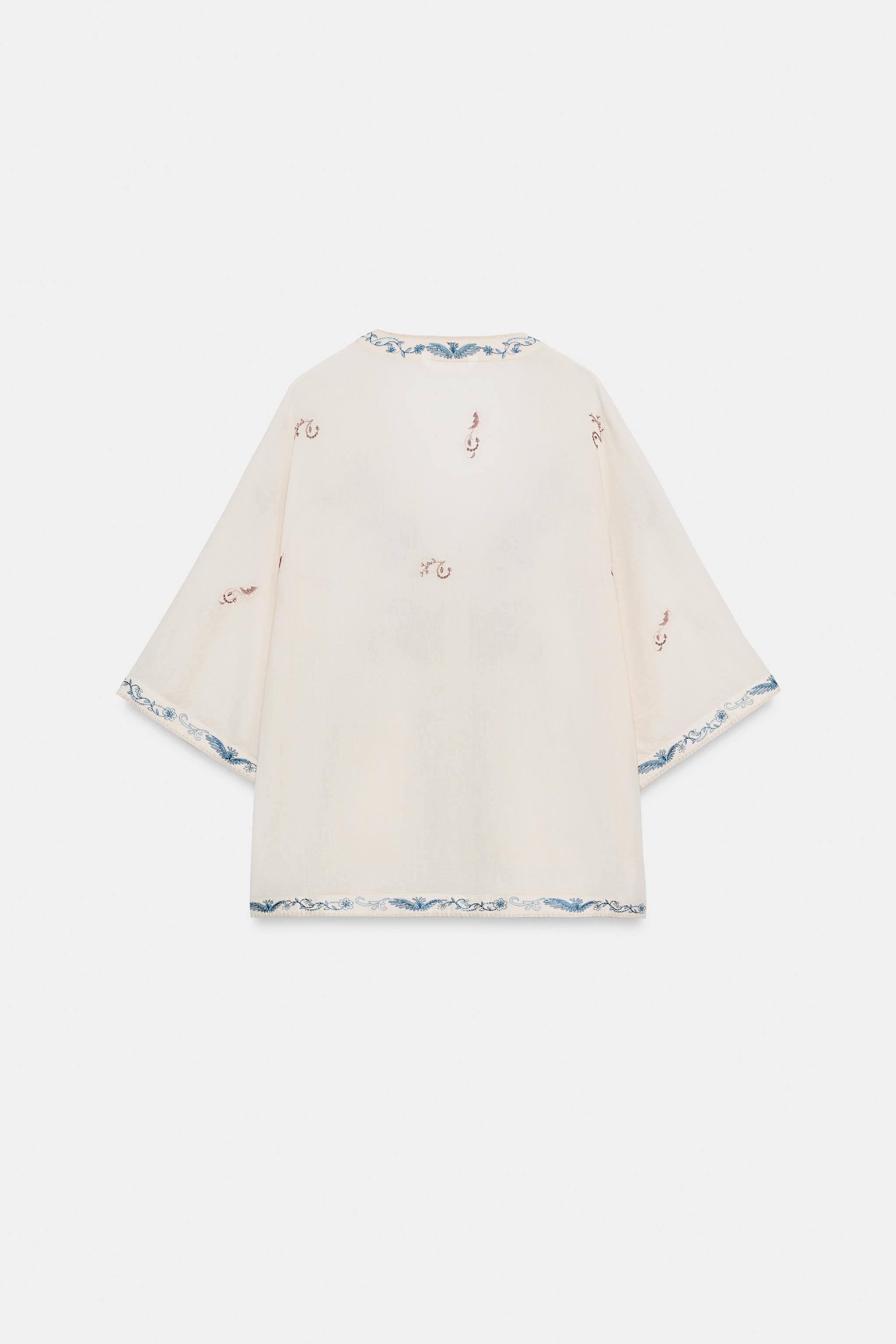 ZW COLLECTION EMBROIDERED SHIRT - Ecru | ZARA Canada