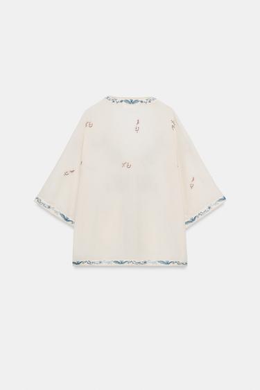 CHEMISE BRODÉE ZW COLLECTION - Écru de Zara - Image 5