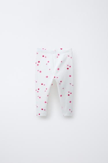 TWO-PACK OF RIBBED FLORAL PRINT LEGGINGS - Fuchsia by Zara - Image 1