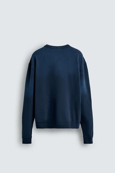 FADED CREW NECK SWEATSHIRT - Blue by Zara - Image 7
