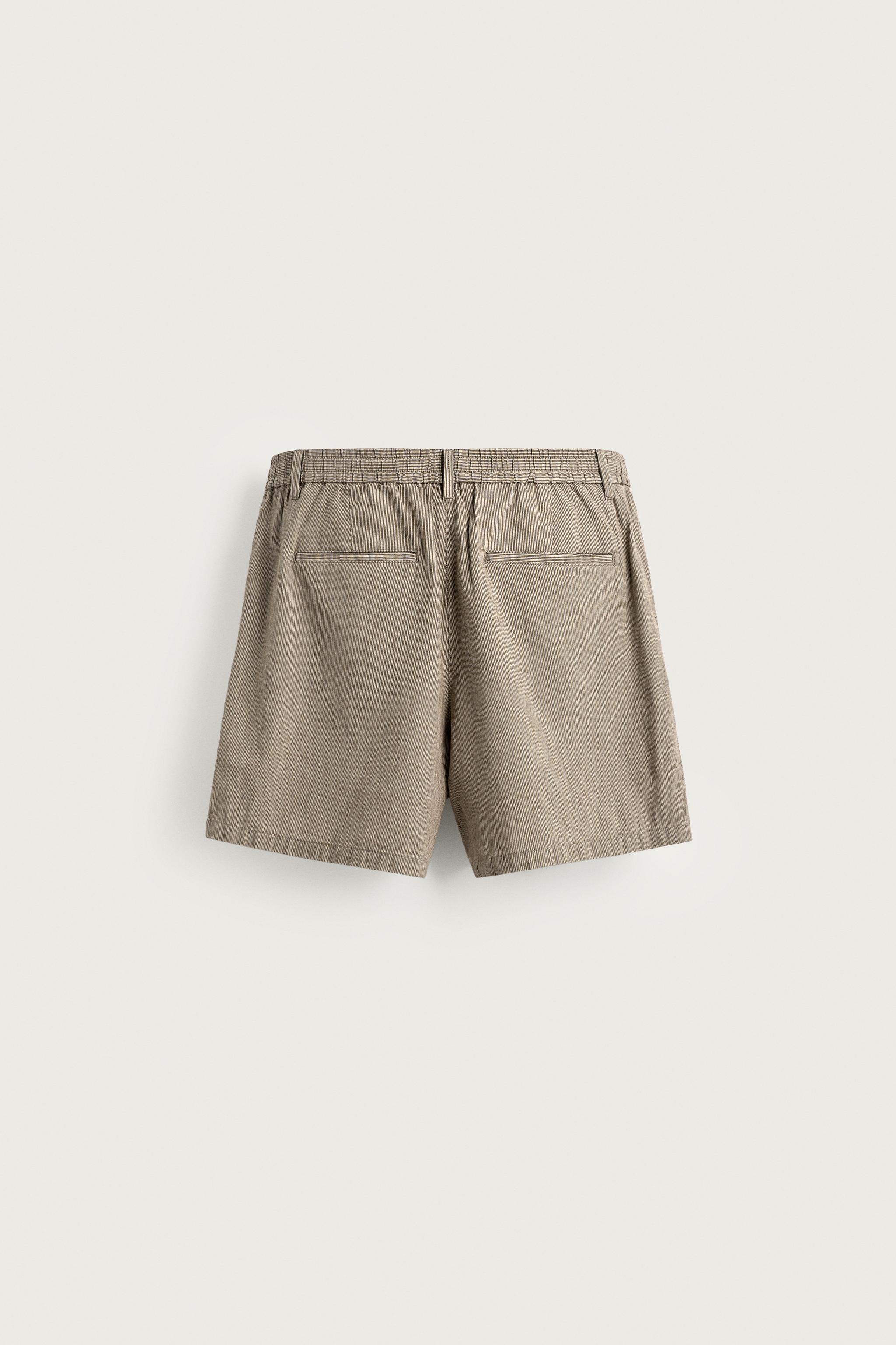 Zara PAMUKLU KETEN RELAXED FIT BERMUDA görsel 7