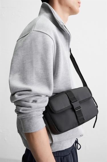 Zara RUBBERIZED CROSSBODY BAG - Black - Image 0