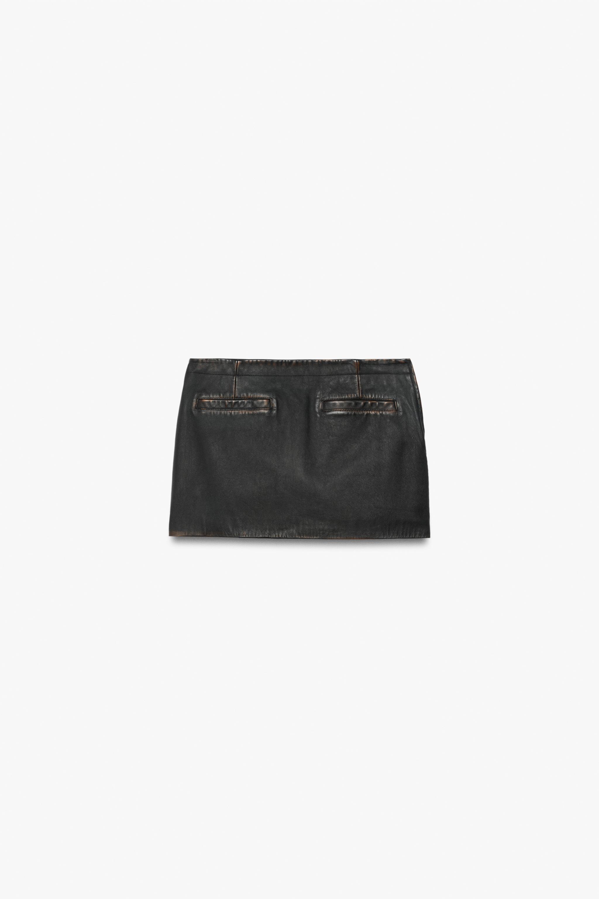Zw Collection 100% Leather Mini Skirt by Zara