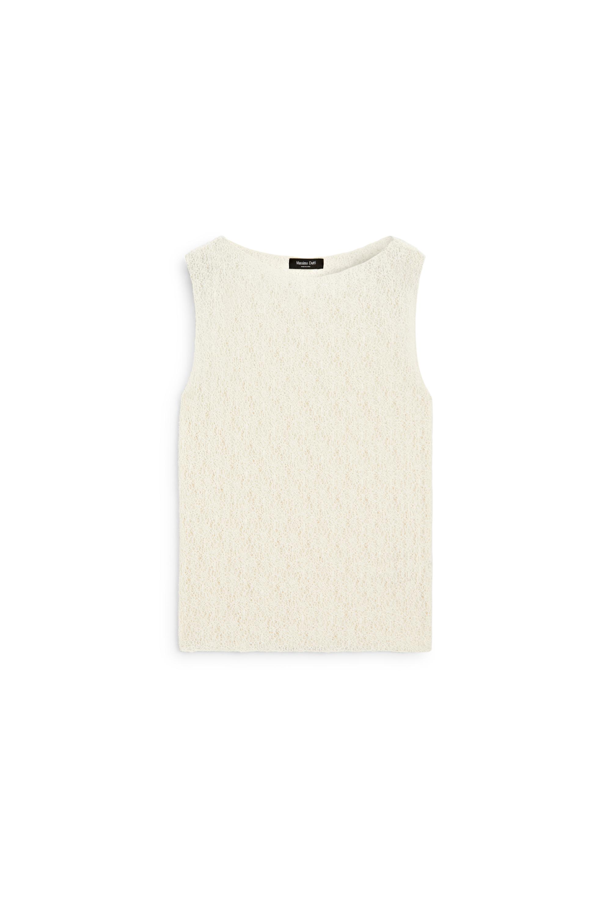 トップス ANDWANG Insignia Ribbon Knit No Sleeve Sleeveless open-knit top - Ecru | ZARA United States