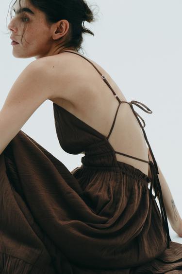 GAUZE MIDI DRESS - Brown by Zara - Image 6