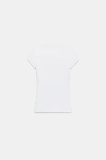 T-SHIRT À ENCOLURE CARRÉE - Blanc de Zara