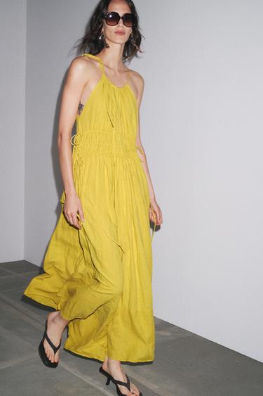 ZW COLLECTION LINEN BLEND DRESS - Yellow by Zara