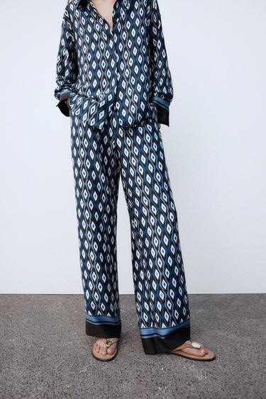 GEOMETRIC PRINT TROUSERS - Blues by Zara - Image 1