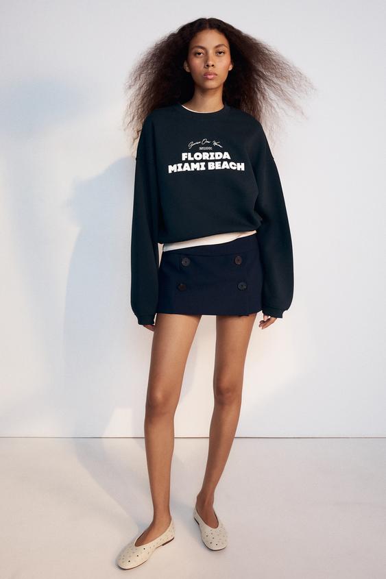 FALDA PANTALÓN BOTONES - Marino de Zara - Imagen 0