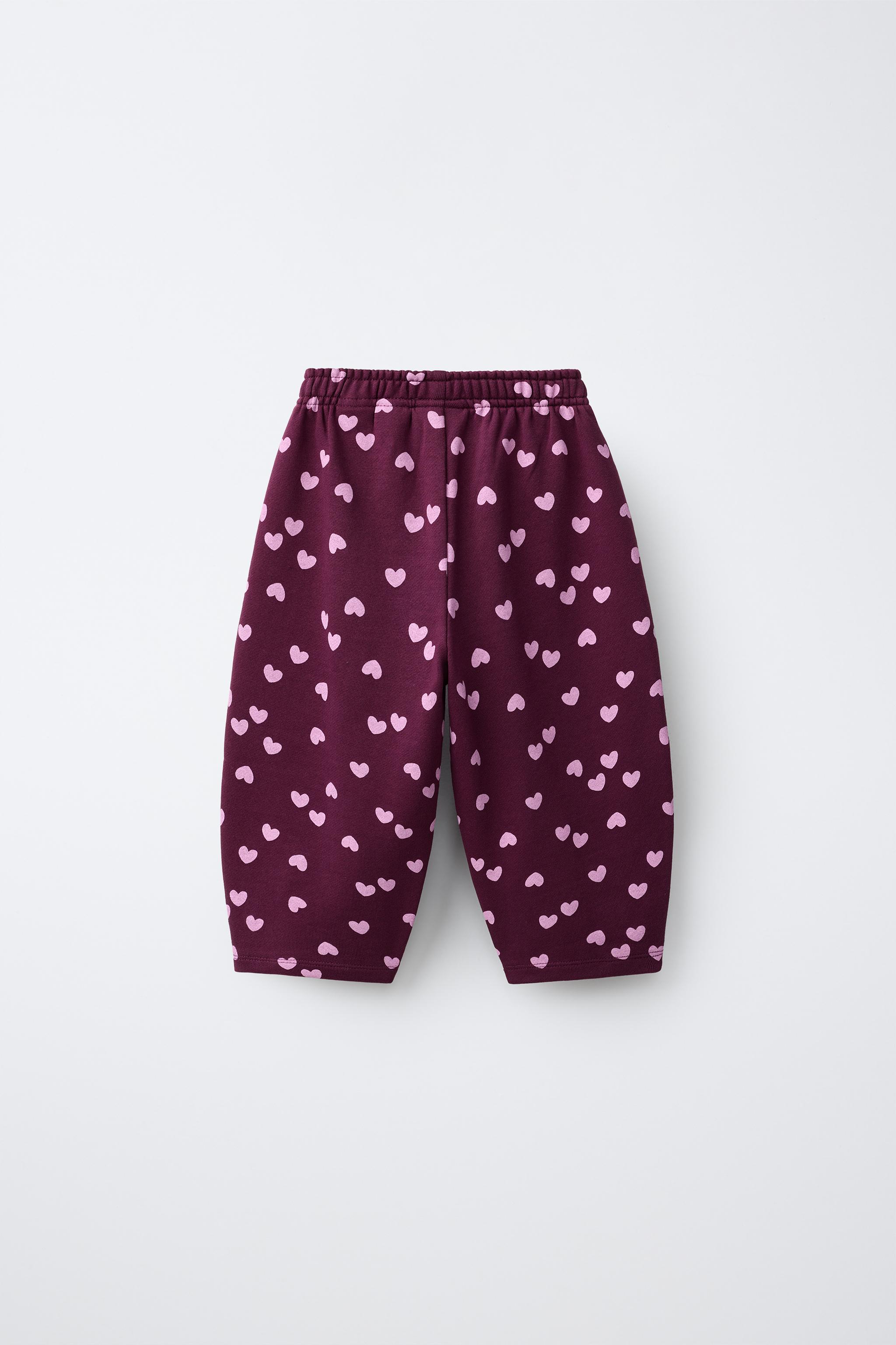 PANTALON BARREL À CARREAUX ET CŒURS
