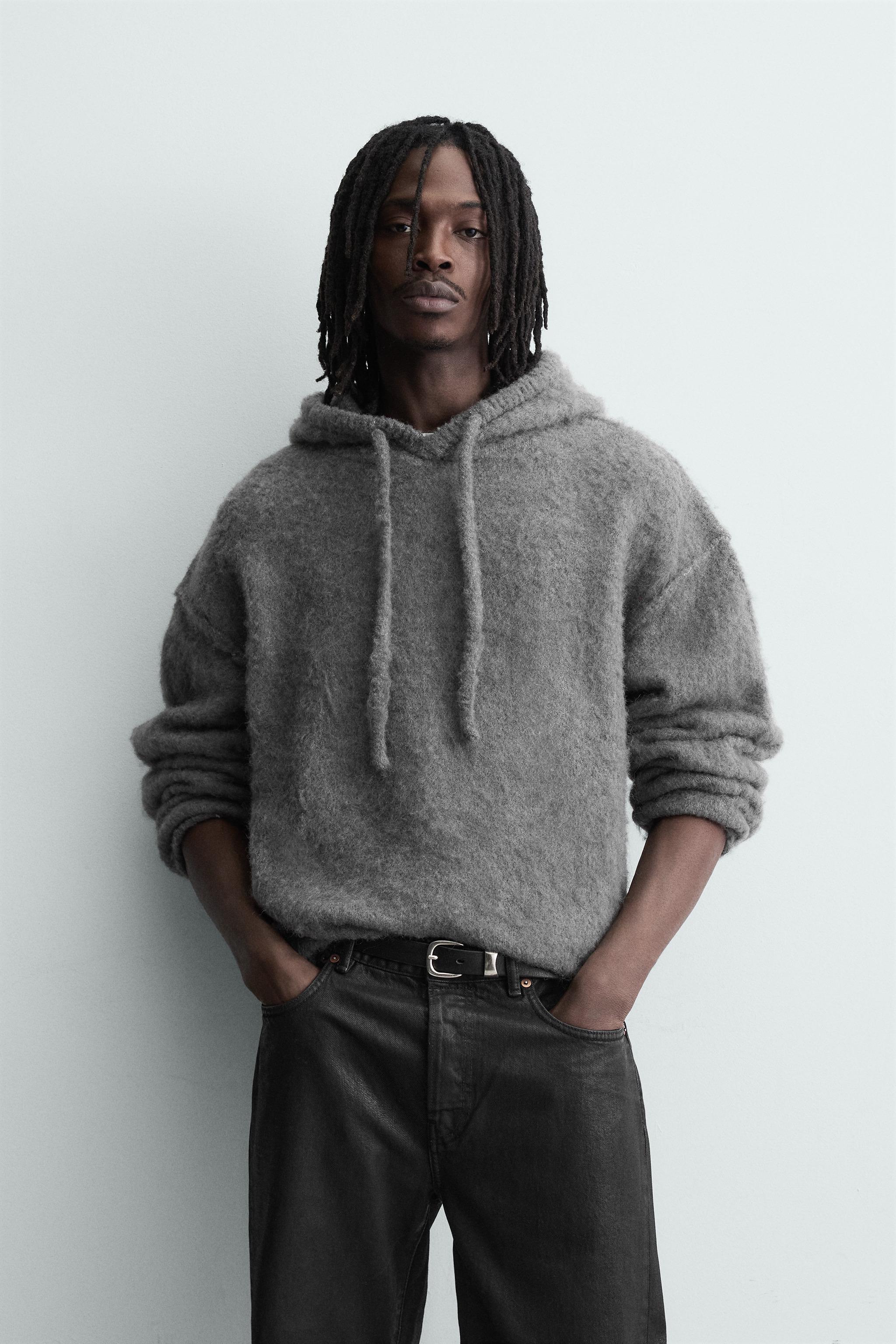 BRUSHED KNIT SWEATSHIRT - Anthracite Gray | ZARA United States