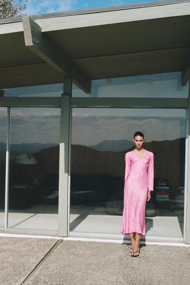 VESTIDO MIDI JACQUARD - Rosa de Zara - Imagen 0