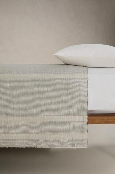 STRIPED BEDSPREAD - Oyster-white by Zara - Image 2