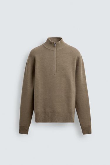 QUARTER-ZIP JUMPER - Beige by Zara