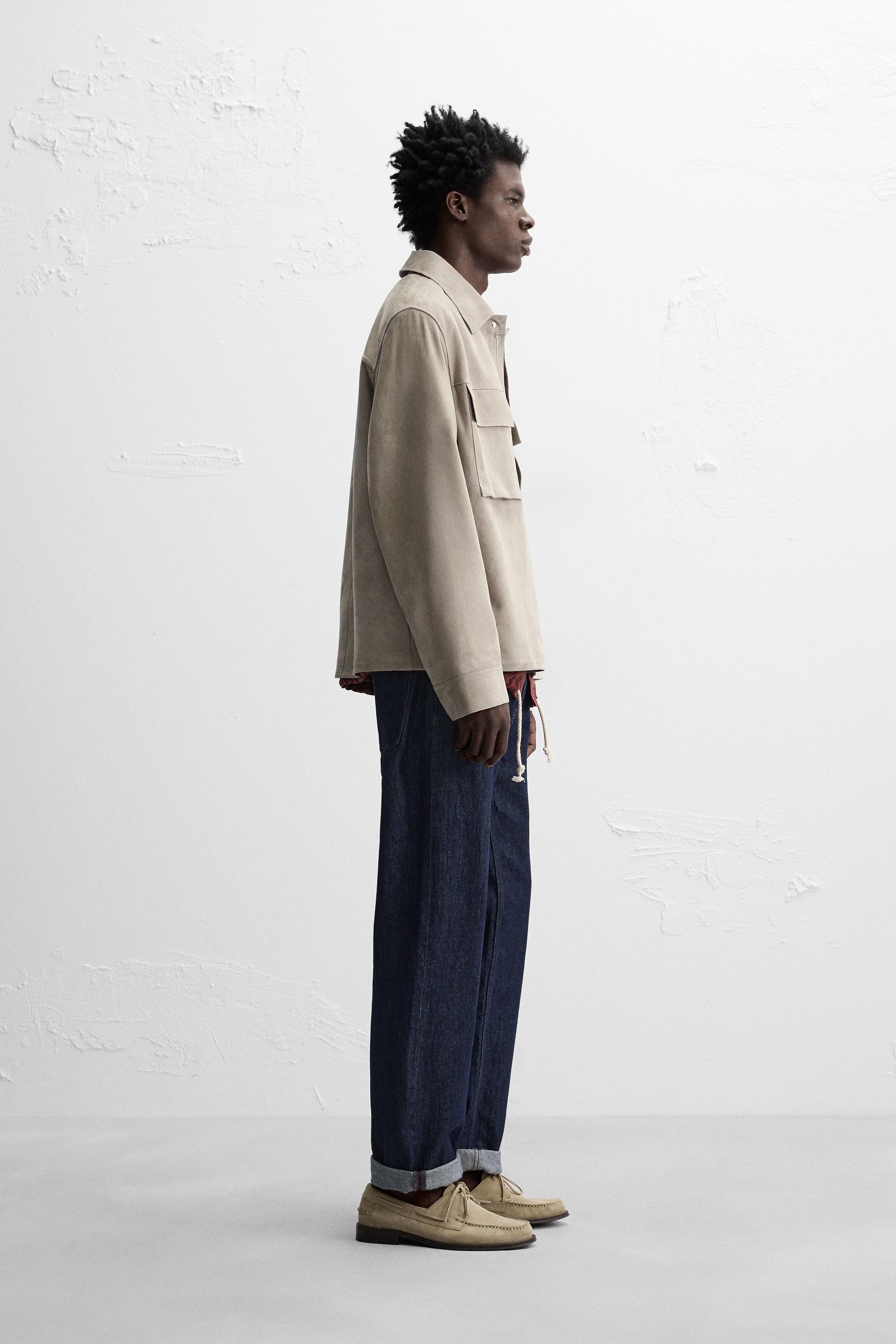 SUEDE LEATHER JACKET WITH POCKETS - Light mink | ZARA United