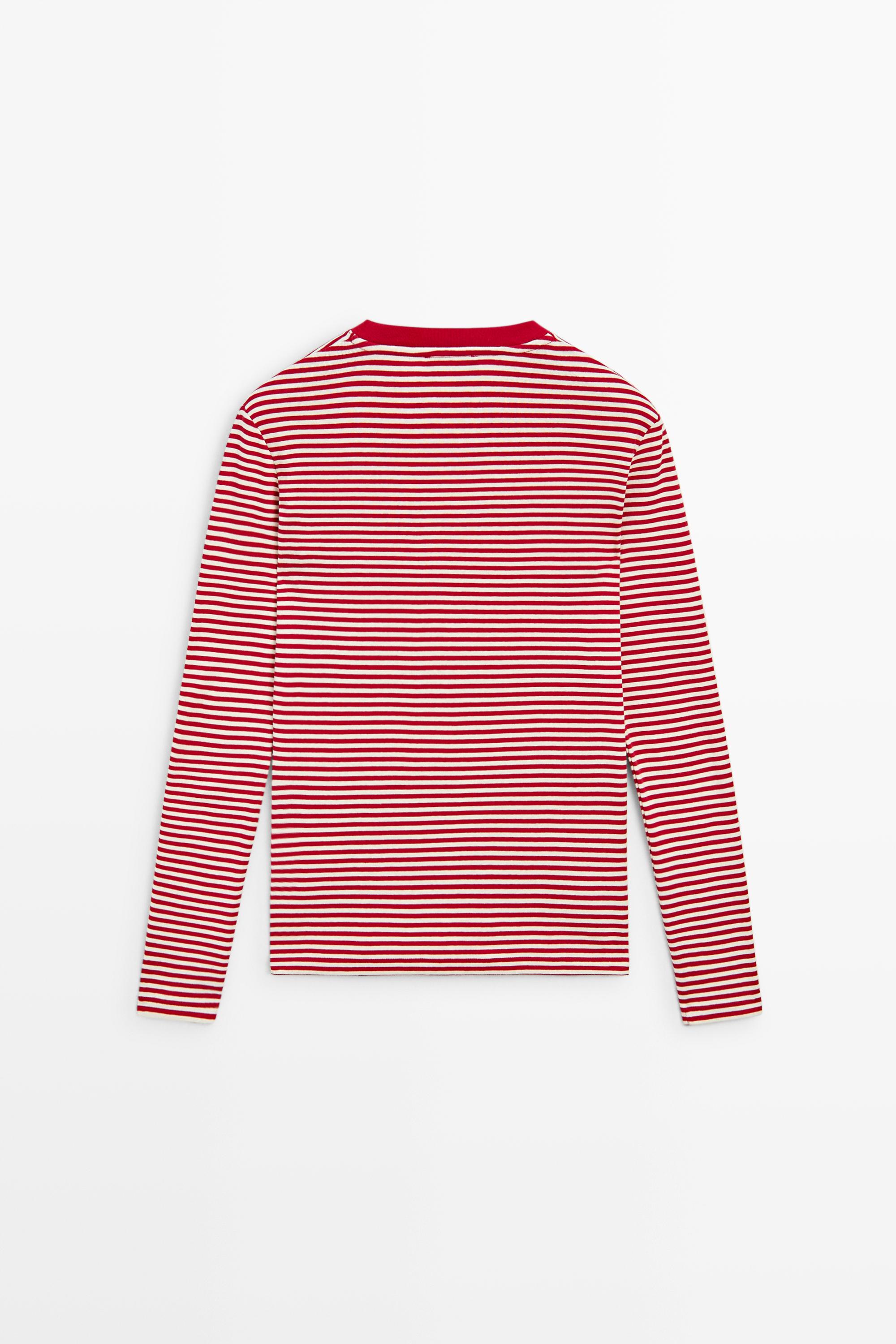 100% cotton long sleeve striped T-shirt