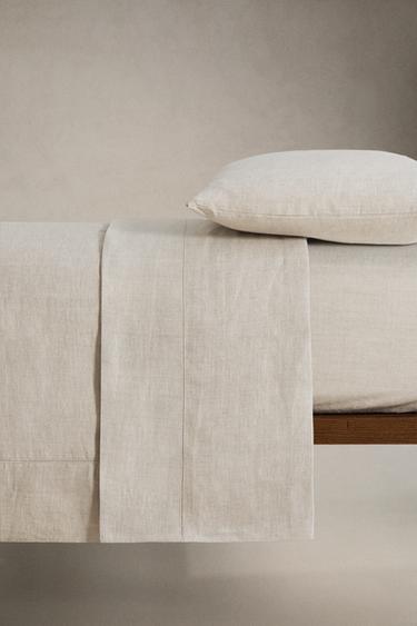 HEMP FITTED SHEET | 30 CM HIGH (175 GSM) - Light beige by Zara - Image 2