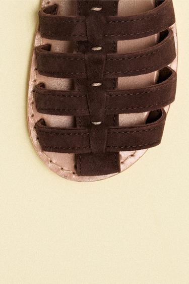LEATHER CAGE SANDALS - Brown by Zara - Image 9