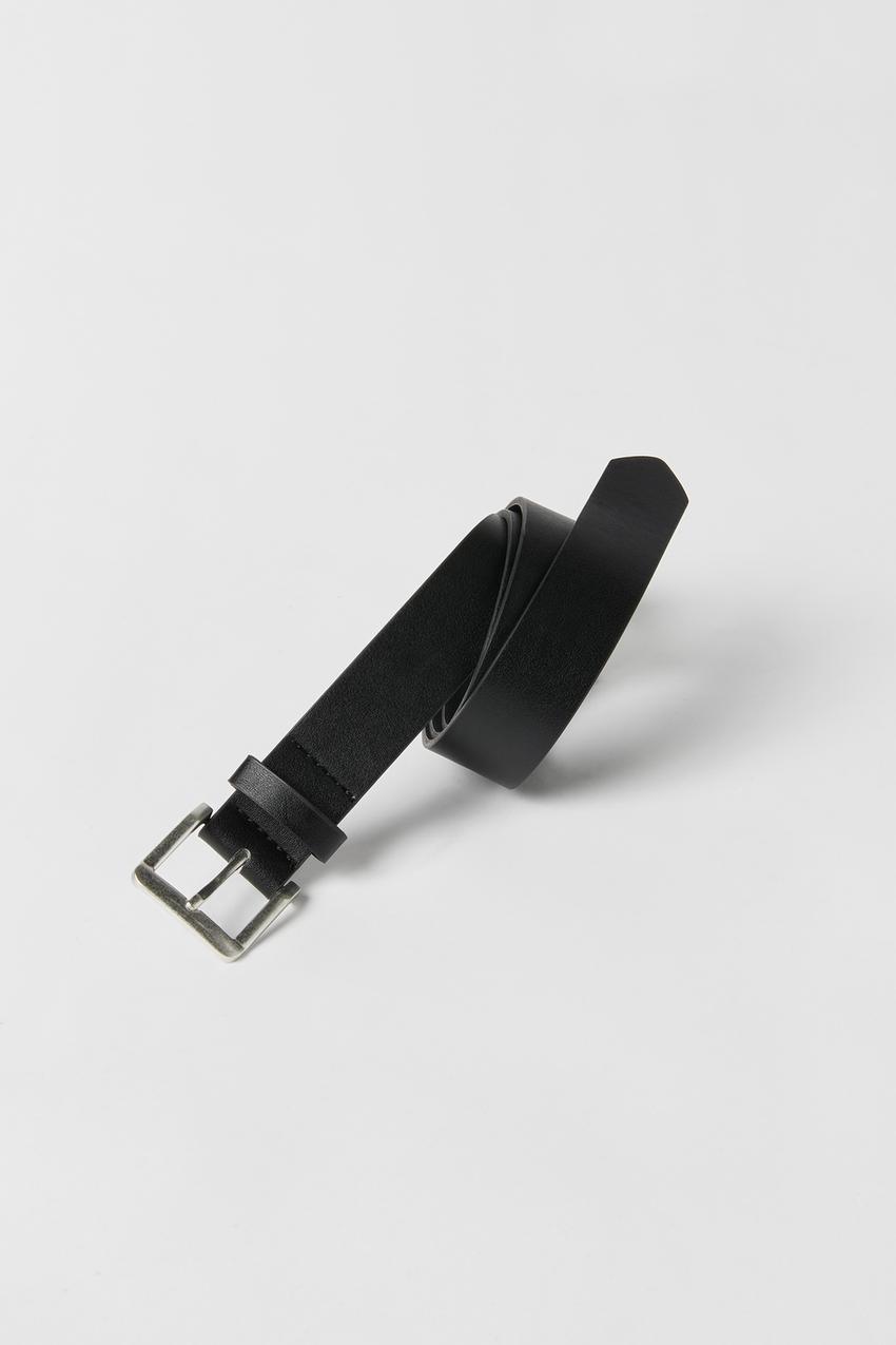 zara black leather belt