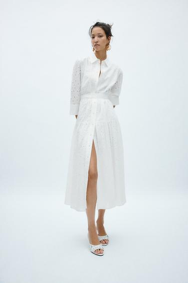 ZW COLLECTION CUTWORK EMBROIDERY DRESS - White by Zara