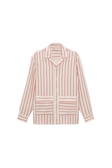 STRIPED TEXTURED OVERSHIRT