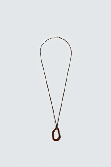 Zara CORD PENDANT NECKLACE - Brown