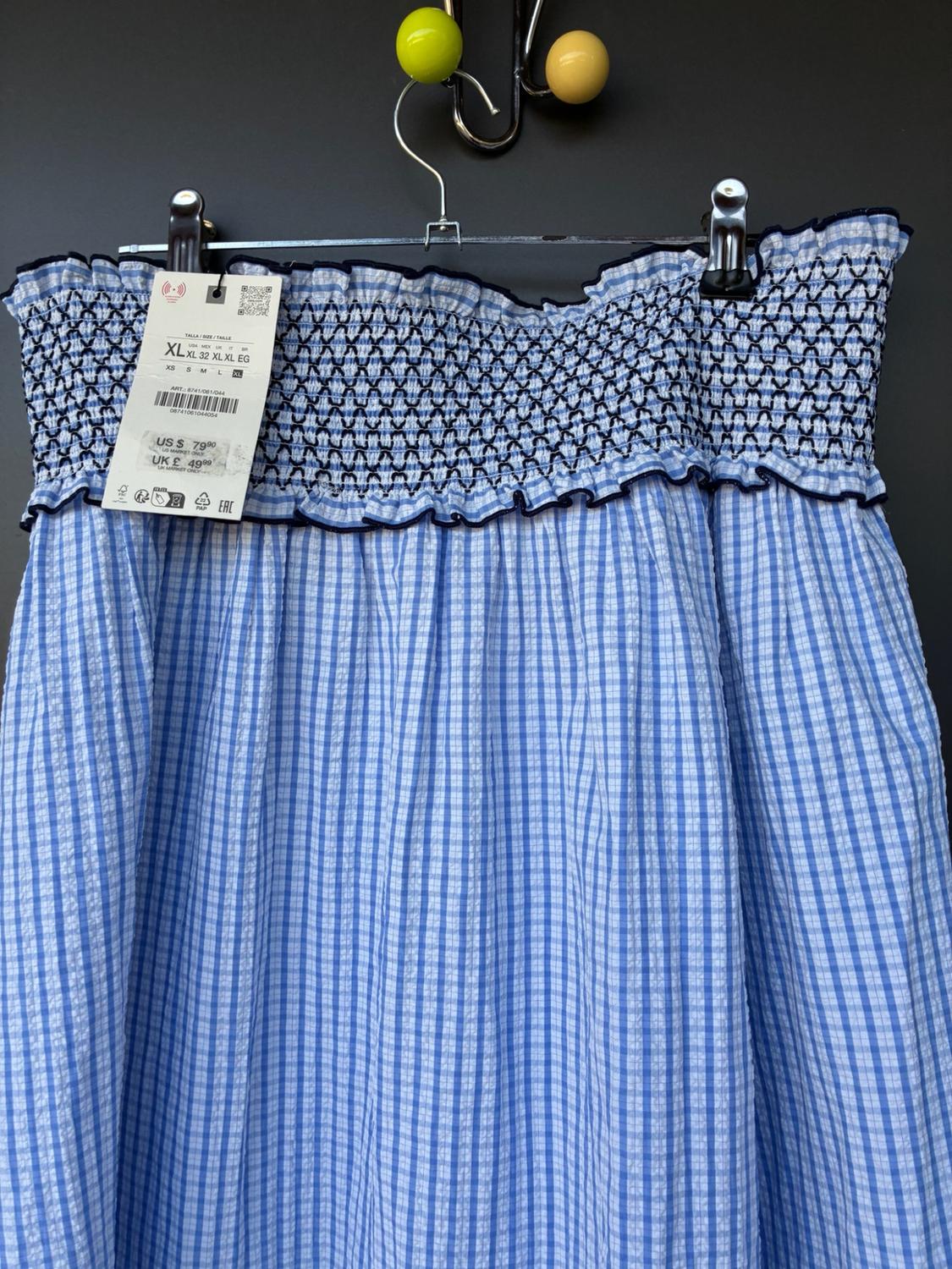 EMBROIDERED CHECK MIDI SKIRT - Image 6