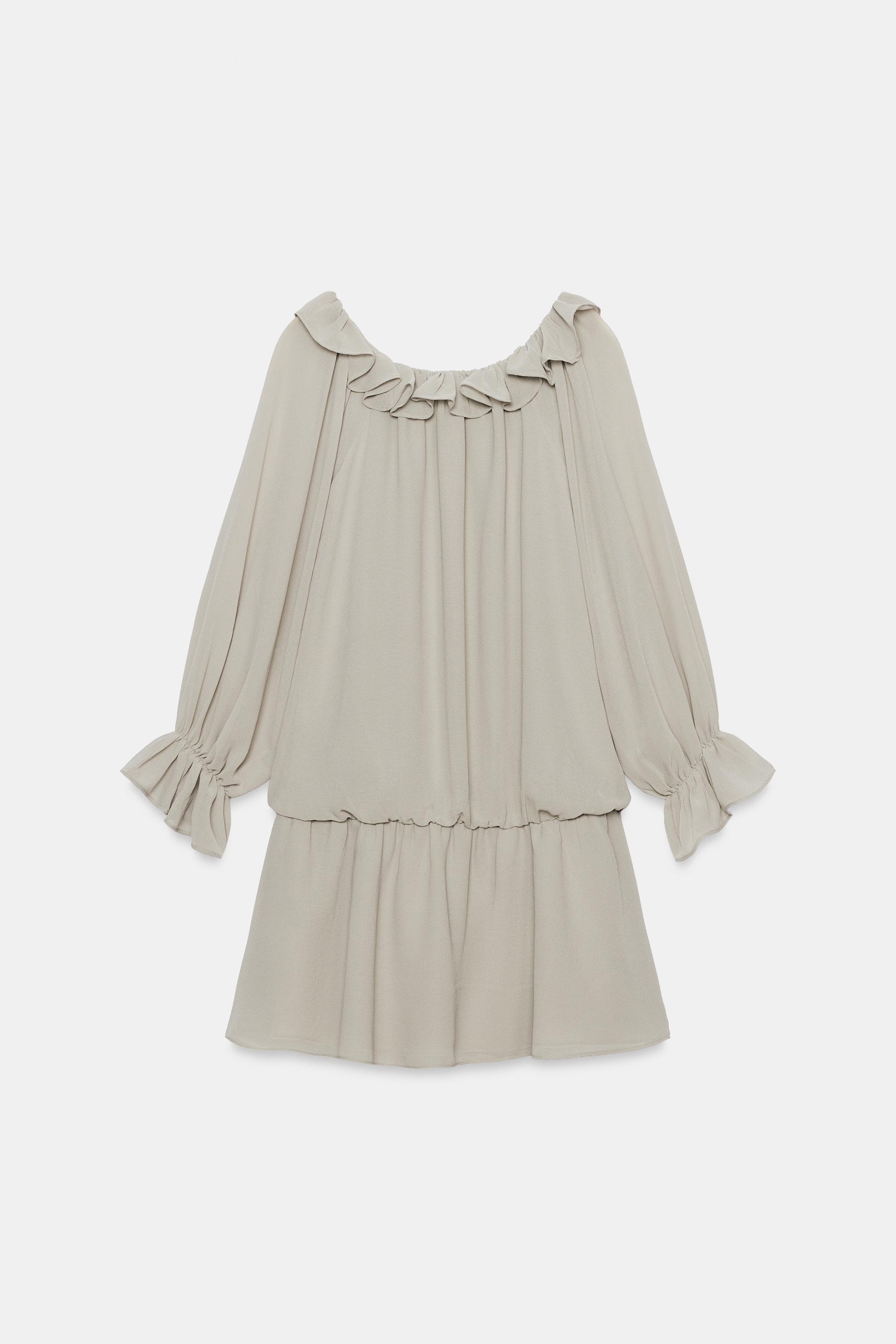 GEORGETTE SHIMMER RUFFLE MINI DRESS