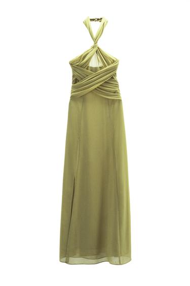PLEATED HALTER DRESS