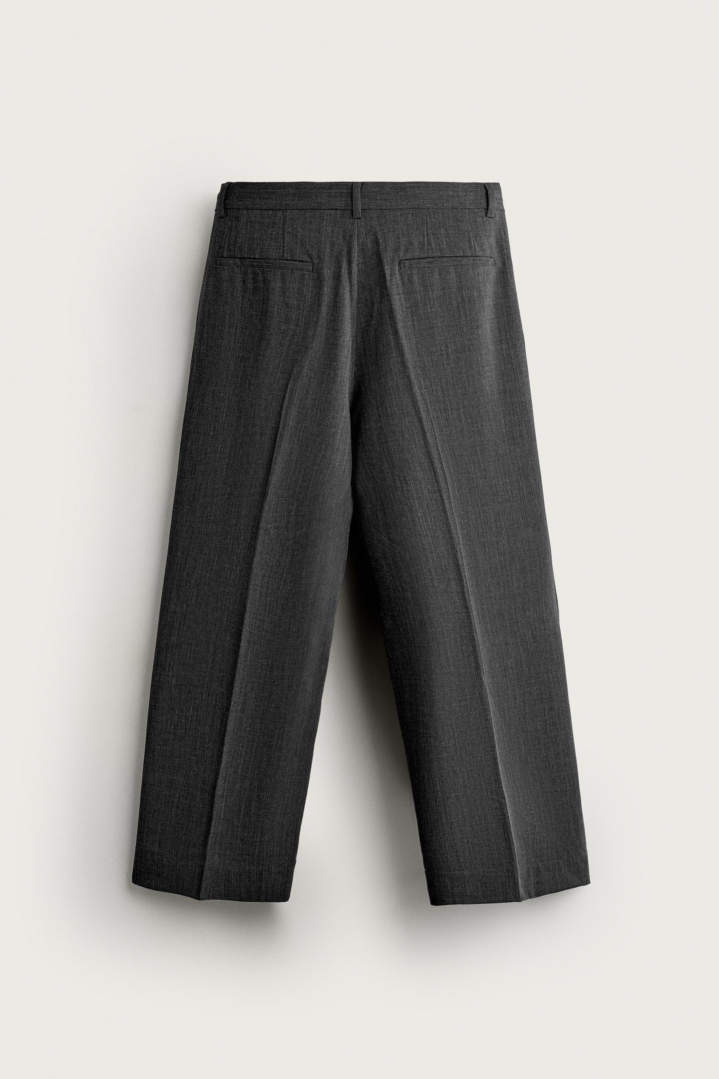 Мужские брюки Zara Relaxed-Fit Pleated, цвет: Серый — фото 8