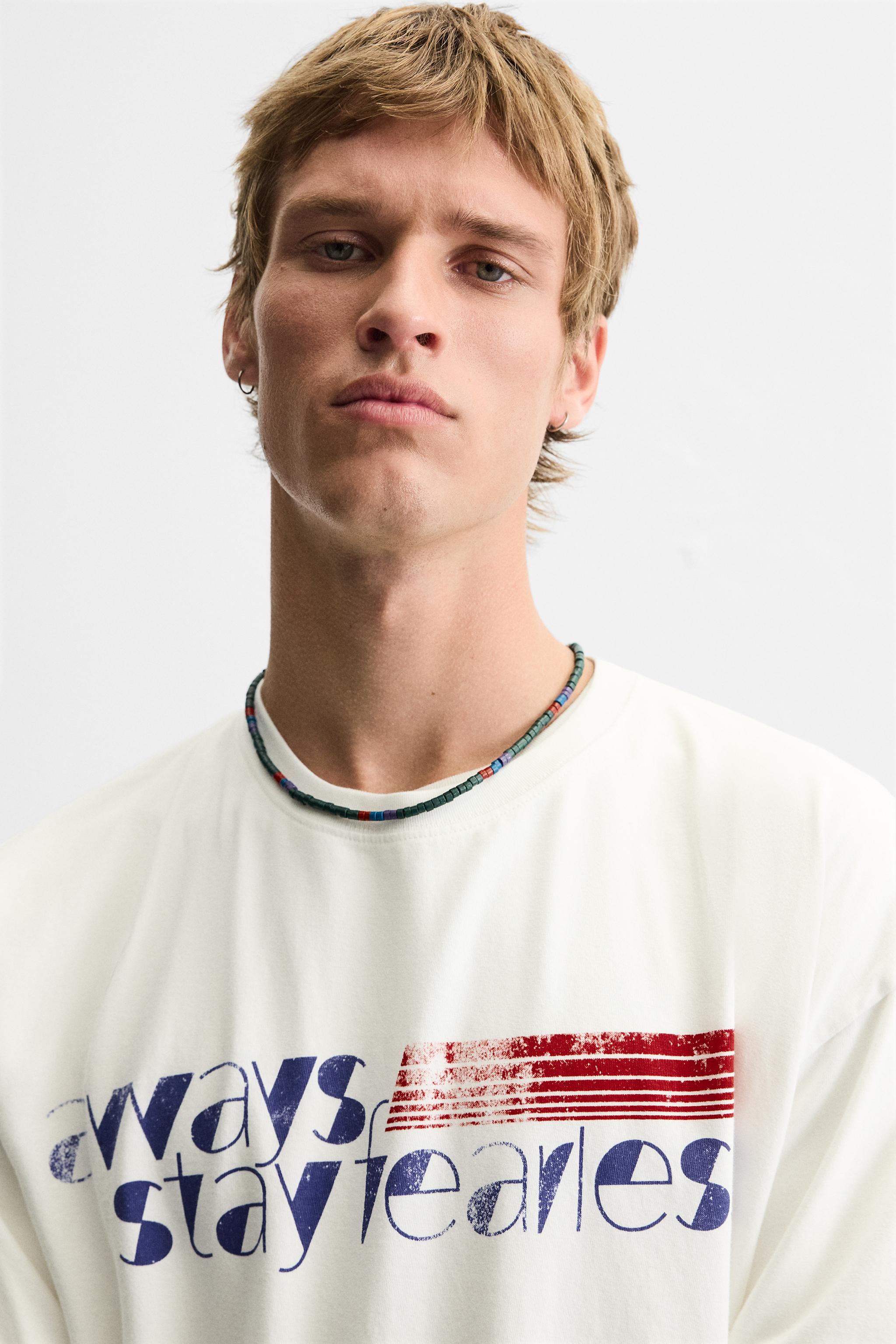 【ZARA】テキストプリント Tシャツ ホワイト | 5644/444/250 TEXT PRINT T-SHIRT - White | ZARA United States